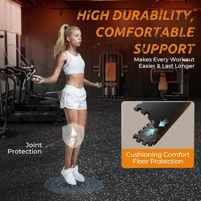 PRAISUN 0.6" Thicker Gym Mat, 6 Tiles 24 Sq Ft Workout Mats, Interlocking Foam - Image 7