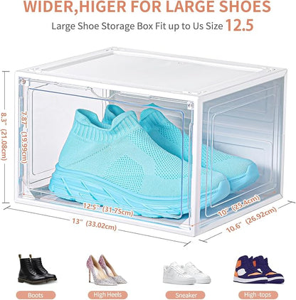 12 Pack White Shoe Boxes Stackable, Large Shoe Storage Organizer - Image 2