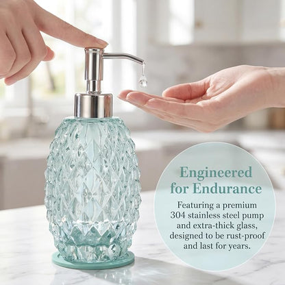 MALACHI Soap Dispenser Set, Crystal-Textured Diamond Glass - Image 3