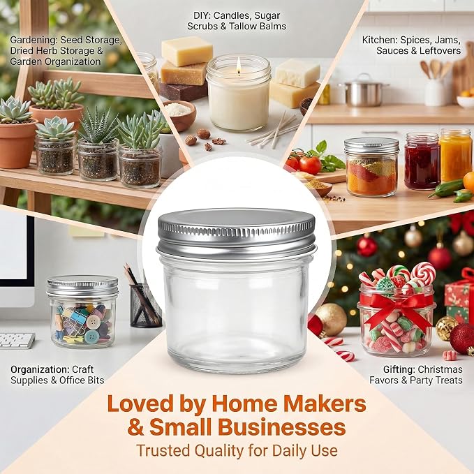 QAPPDA 4oz Glass Jars With Lids, Small Mason Jars Wide Mouth, Mini Canning Jars - Image 4