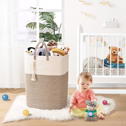 65L Woven Laundry Basket for Clothes, Large Rectangle Laundry Hampers - Image 5