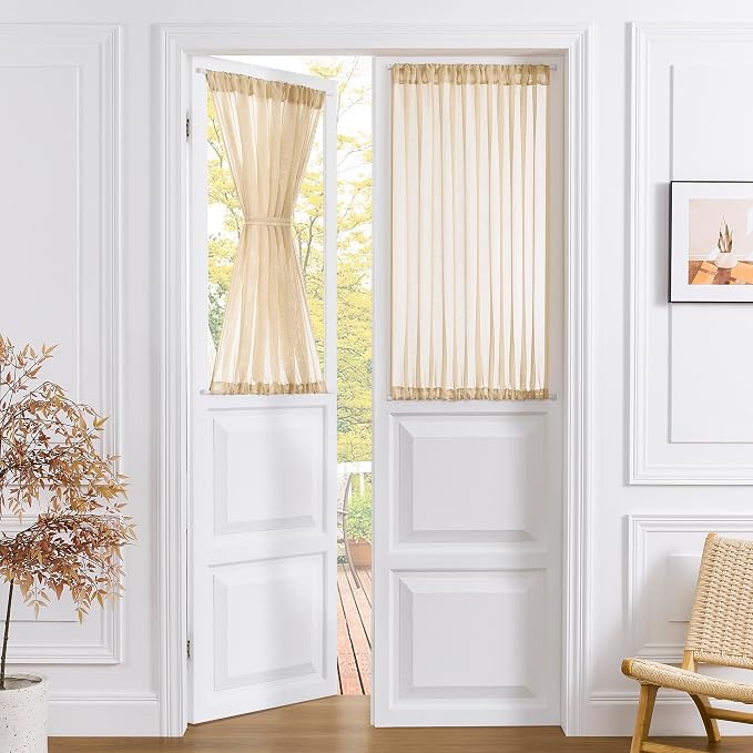 Tollpiz Small Sheer Curtain Linen Textured Curtain Sheers Doorway Light by Tollpiz