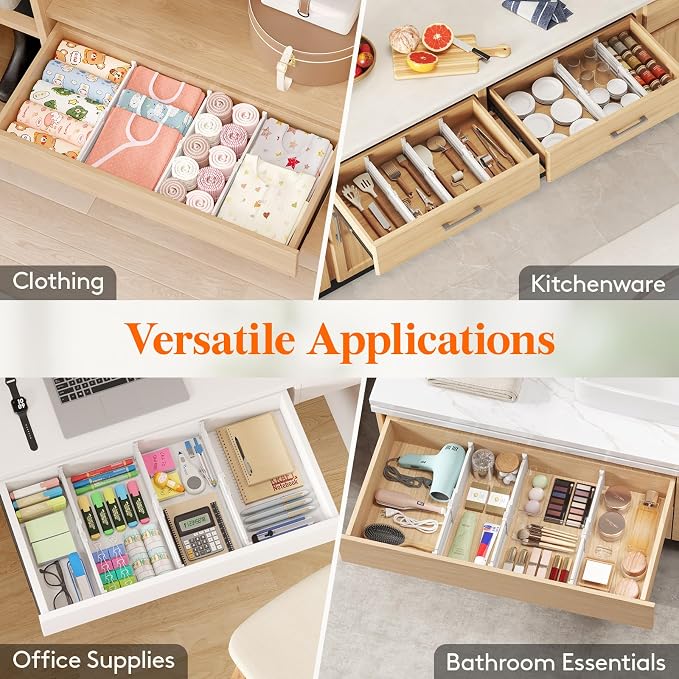 Lifewit 4" Tall 5 Pack Drawer Dividers, 27-42cm/10.5-16.5" Expandable Drawer - Image 7
