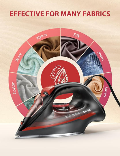 Irons Steamer for Clothes, Non-Stick Ceramic Soleplate, 500 Microsteam Holes - Image 7