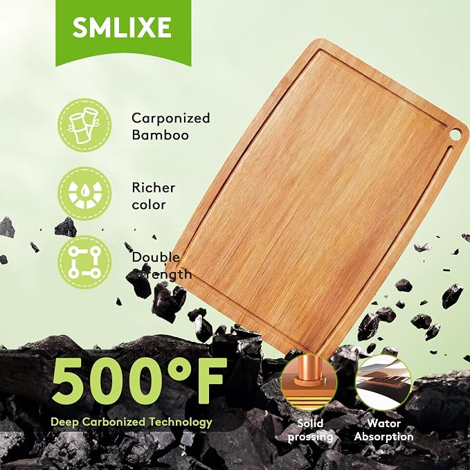 Bamboo Cutting Boards for Kitchen, Carbonized Wood Cutting Board Set - Image 2