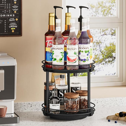 Snughome Lazy Susan Spice Rack, 2 Tier Rotating Spice Rack, Wood Lazy Susan - Image 8