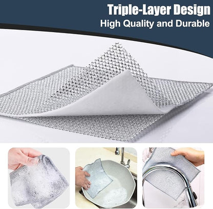 Navona 12 Pcs New Upgrade Steel Wire Dishcloth, Triple-Layer Steel Wire - Image 3