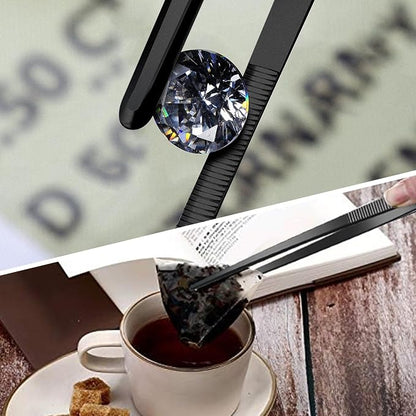Yaomiao 4 Packs 8 Inch Bar Tweezers Black Cocktail Tongs Long Garnish Tweezers - Image 4