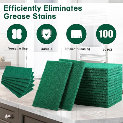100 Pcs Scouring Pads, Heavy Duty Scour Pads, Dish Scrubber Scouring Pads - Image 4
