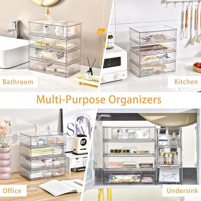 3 Pack Stackable Makeup Organizer, 12.1''L Acrylic Bathroom Organizer and - Image 7