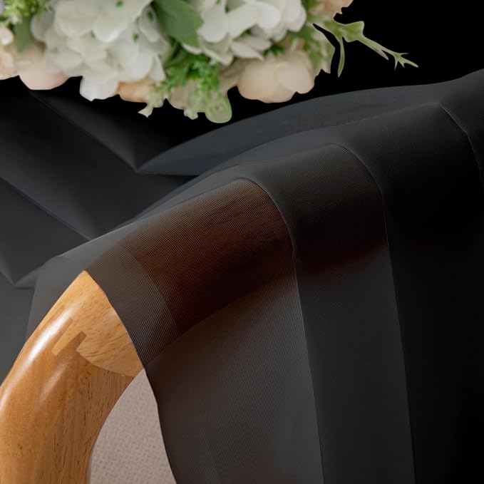 Chyhomenyc Black Sheer Curtain 72 Inches Length 2 Panels, Voile Top Dual Rod - Image 6