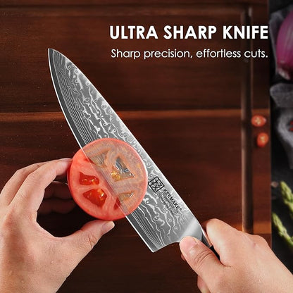 KEEMAKE Damascus Kitchen Knife Set, Elegant Box - Image 4