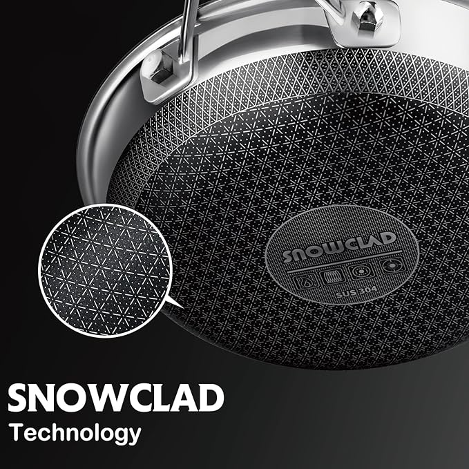 SNOWCLAD 12 Inch Hybrid Nonstick Frying Pan, Stainless Steel Skillet, - Image 6