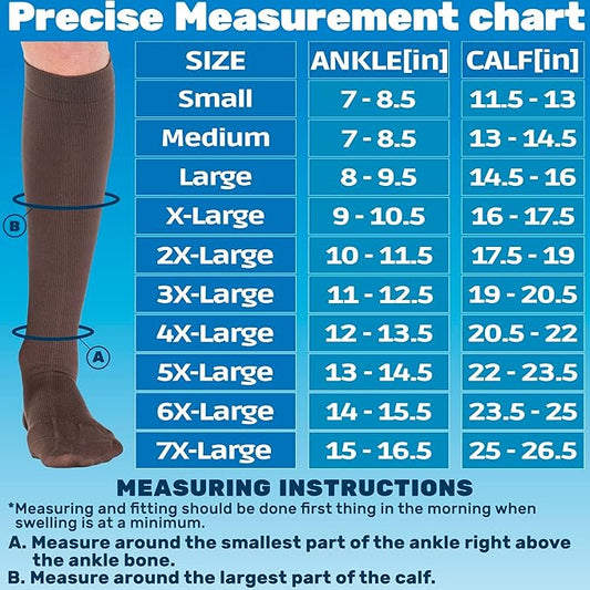 ABSOLUTE SUPPORT Cotton Compression Socks for Women & Men 20-30 mmhg Knee High