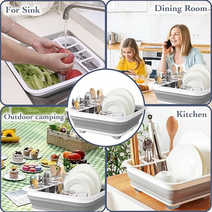 Collapsible Bowls, and Dishes Drainer, Portable Space-Saving Dish Rack - Image 7