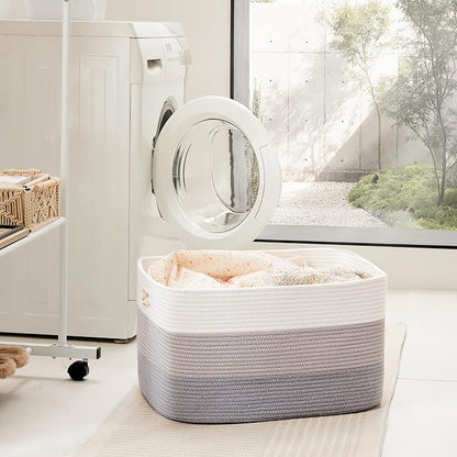 Blanket Basket, Rectangle Woven Baskets - Image 3