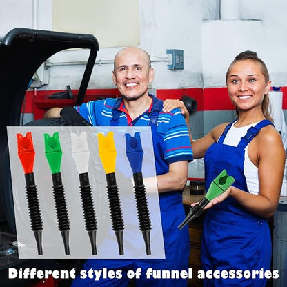 30 Pcs Automotive Funnel Set Wide Mouth Fuel Oil Funnel Plastic Long Neck - Image 4