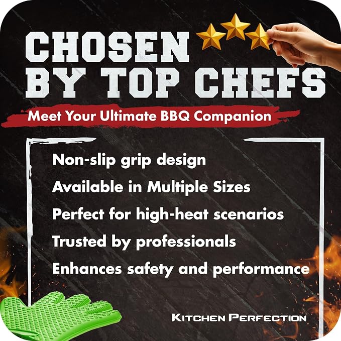KITCHEN PERFECTION Silicone Smoker Oven Gloves -Extreme Heat Resistant BBQ - Image 6