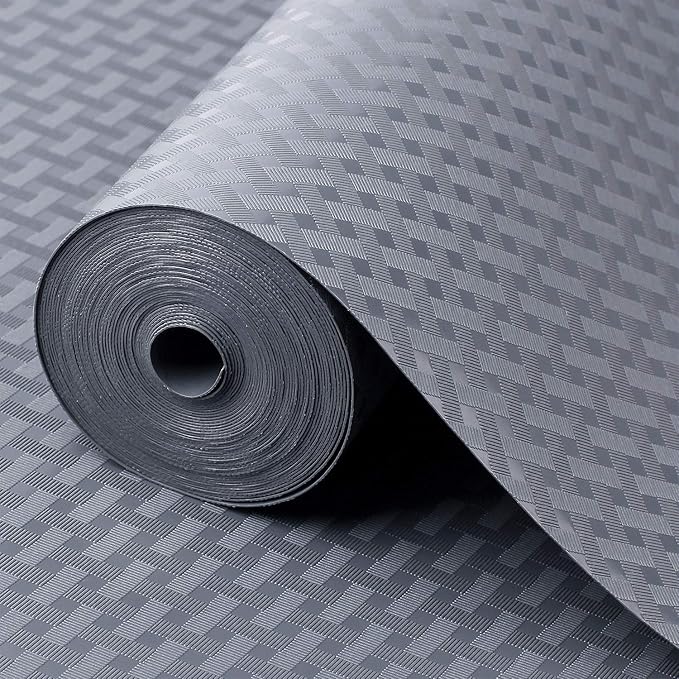 Shelf Liners for Kitchen Cabinets Refrigerator Liners Waterproof Kitchen Cupboard Liner Durable Plastic Drawer Mats EVA Material Non Adhesive Fridge Mats for Shelves - Gray 17.5 x 236.2 Inches