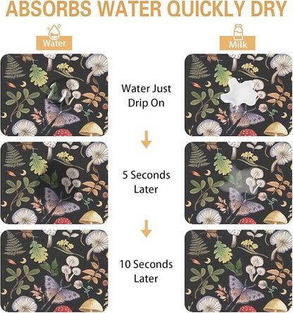Kitchen Countertop Dish Drying Mat, Super Absorbent Coffee Bar Mat - Image 2