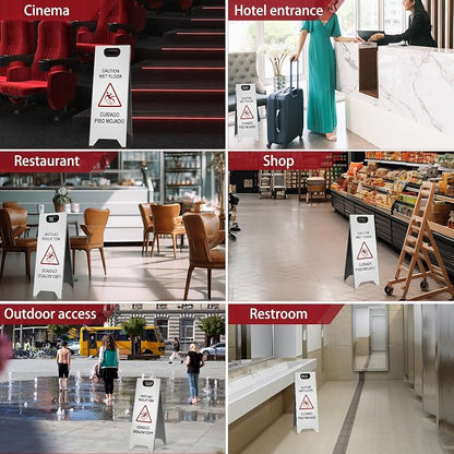 2 Pcs 24 Inch Stainless Steel Wet Floor Sign, Heavy Duty Caution Wet Floor Sign - Image 4