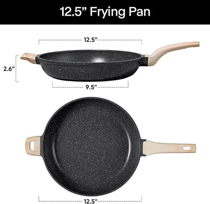 CAROTE 12.5 inch Nonstick Frying Pan Skillet, Non Stick Granite Fry Pan Egg Pan - Image 2