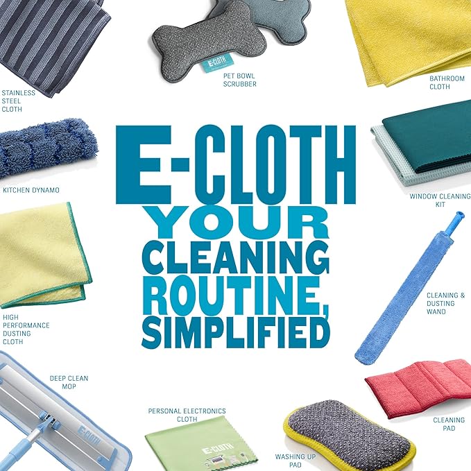 E-Cloth Wash & Wipe Dish Cloth, Microfiber Cleaning Cloth Reusable Paper Towel Alternative Cloths, Dish Towels for Drying Dishes, Glassware, Cookware and Countertops, 100 Wash Guarantee, 2 Count