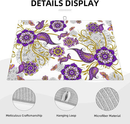 Purple Flower Kitchen Drying Mat Boho Floral Microfiber Dish Drainer Mat - Image 3