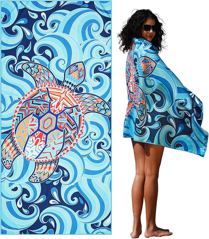 Microfiber Lightweight Thin Beach Towel Sand Free Quick Dry Absorbent Compact Towels for Swimming Pool Camping Beach Accessories Large Easy Pack Travel Things for Vacation Essentials Gift Adult