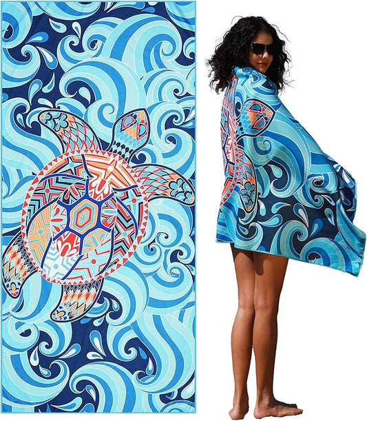 Microfiber Lightweight Thin Beach Towel Sand Free Quick Dry Absorbent Compact Towels for Swimming Pool Camping Beach Accessories Large Easy Pack Travel Things for Vacation Essentials Gift Adult