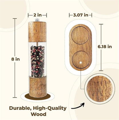 Wooden Salt and Pepper Grinder Set, Manual Premium Acrylic Salt and pepper Mills - Image 3