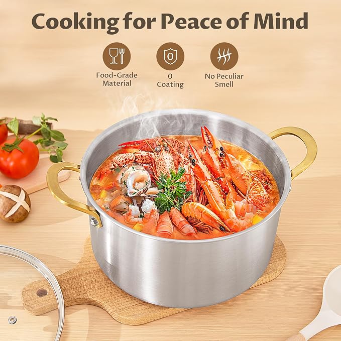 BEZIA 12 Quart 3-Ply Stainless Steel Stockpot, Soup Pot - Image 3