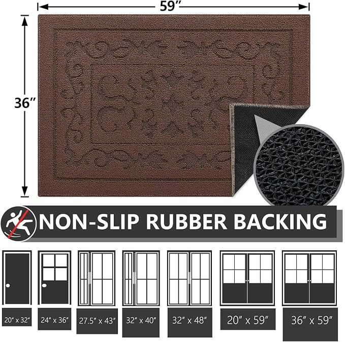 FONEYI Indoor Door Mat 36" x 59", Dirt Trapper Door Mats Non-Slip Entryway Rugs - Image 2
