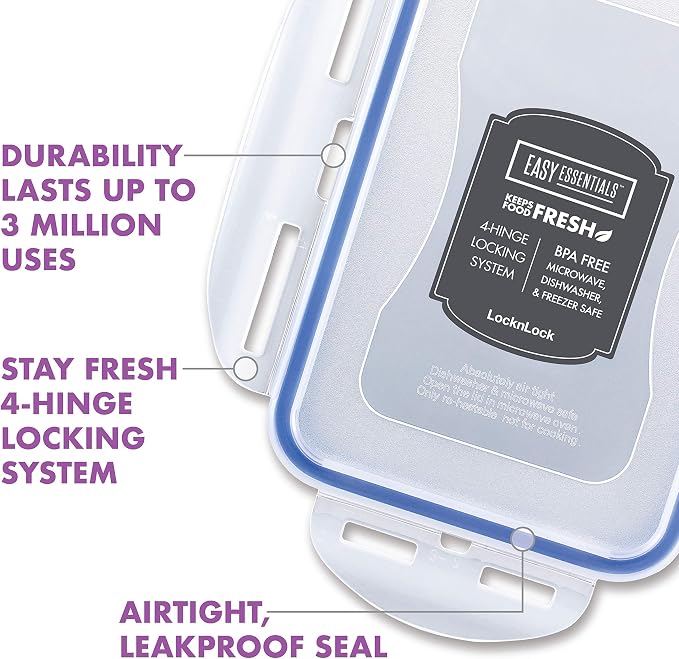 LOCK & LOCK Easy Essentials Food Storage lids/Airtight containers, BPA Free - Image 5