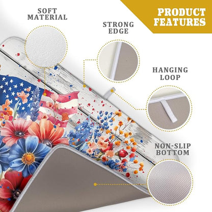 4th of July Dish Drying Mat 18x24 inch Patriotic Floral Fast Dry Microfiber - Image 4