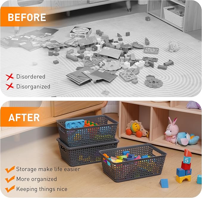 Plastic Storage Baskets With Lid, Storage Bins - Image 8