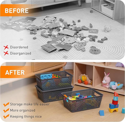 Plastic Storage Baskets With Lid, Storage Bins - Image 6