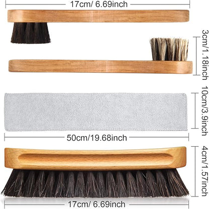 4 Pcs Horsehair Shine Shoes Brush Kit Polish Dauber Applicators Cleaning - Image 3