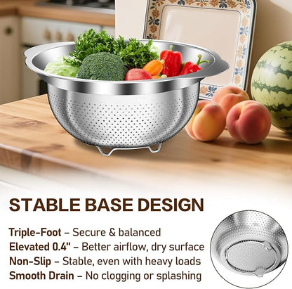Colander, Strainer Bowl, Stainless Steel Colander, Rice Washing Bowl, Pasta - Image 2