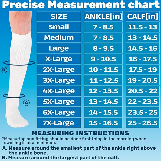 ABSOLUTE SUPPORT Cotton Compression Socks for Women & Men 20-30 mmhg Knee High