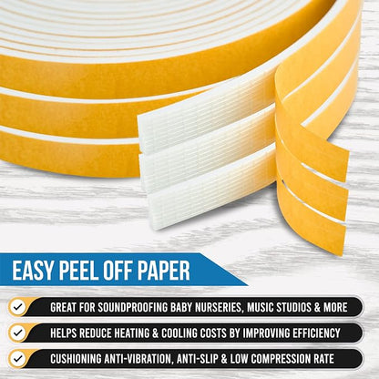 High Density Foam Weather Stripping Door Seal Strip Insulation Tape Roll - Image 7