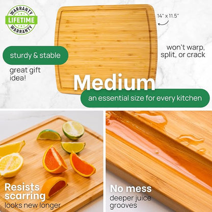 GREENER CHEF 15 Inch Bamboo Cutting Board - Image 3