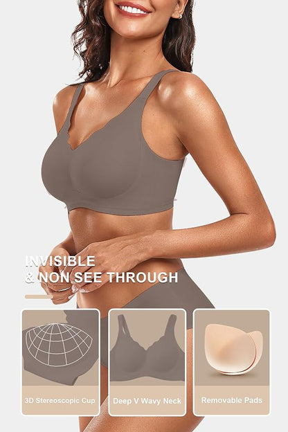Vertvie Womens Seamless Bras No Underwire Supportive Wireless Push Up Full - Image 4