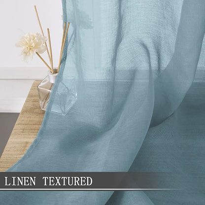 Tollpiz Short Sheer Tier Curtains Linen Textured Half Kitchen Curtain Sheers - Image 2