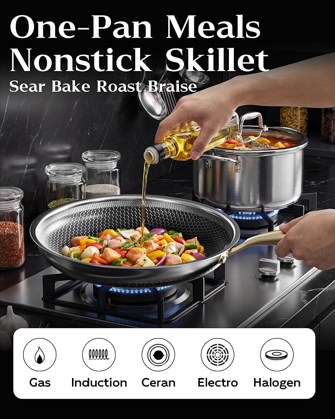 Honeycomb Stainless Steel Nonstick Frying Pan - Image 4