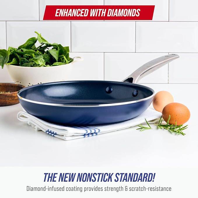 Blue Diamond 12" Nonstick Frying Pan Skillet, Diamond Infused PFAS & PTFE-Free - Image 3