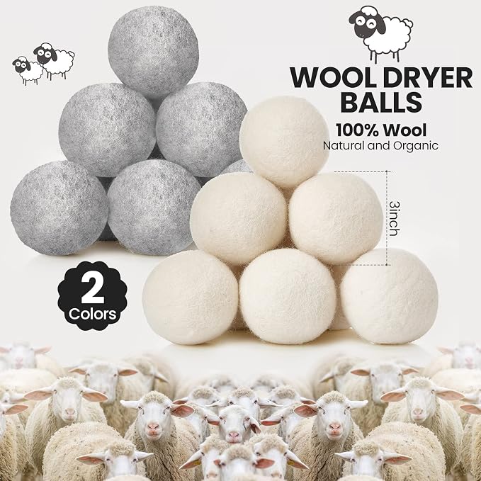 42 Pieces Wool Dryer Balls Set 40 Reusable Wool Balls - Image 2