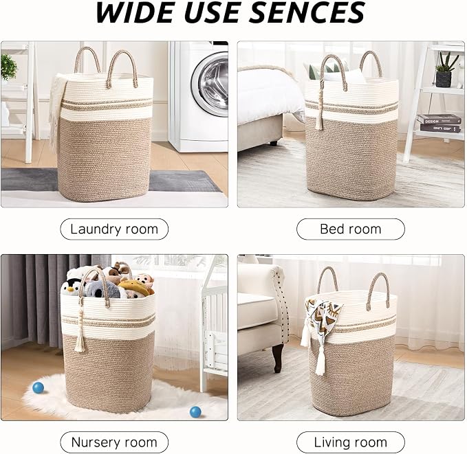 Woven Laundry Basket for Clothes, 80 L Large Rectangle Laundry Hampers - Image 7