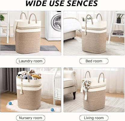 Woven Laundry Basket for Clothes, 80 L Large Rectangle Laundry Hampers - Image 7
