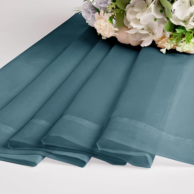 Chyhomenyc Stone Blue Sheer Curtains 45 Inch Long 2 Panels, Light Filtering Rod - Image 5